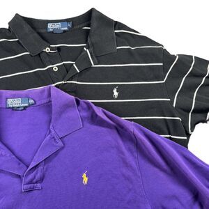 Polo Ralph Lauren Men Polo Shirt LOT Preppy Golf Purple Black Stripe XXL H308